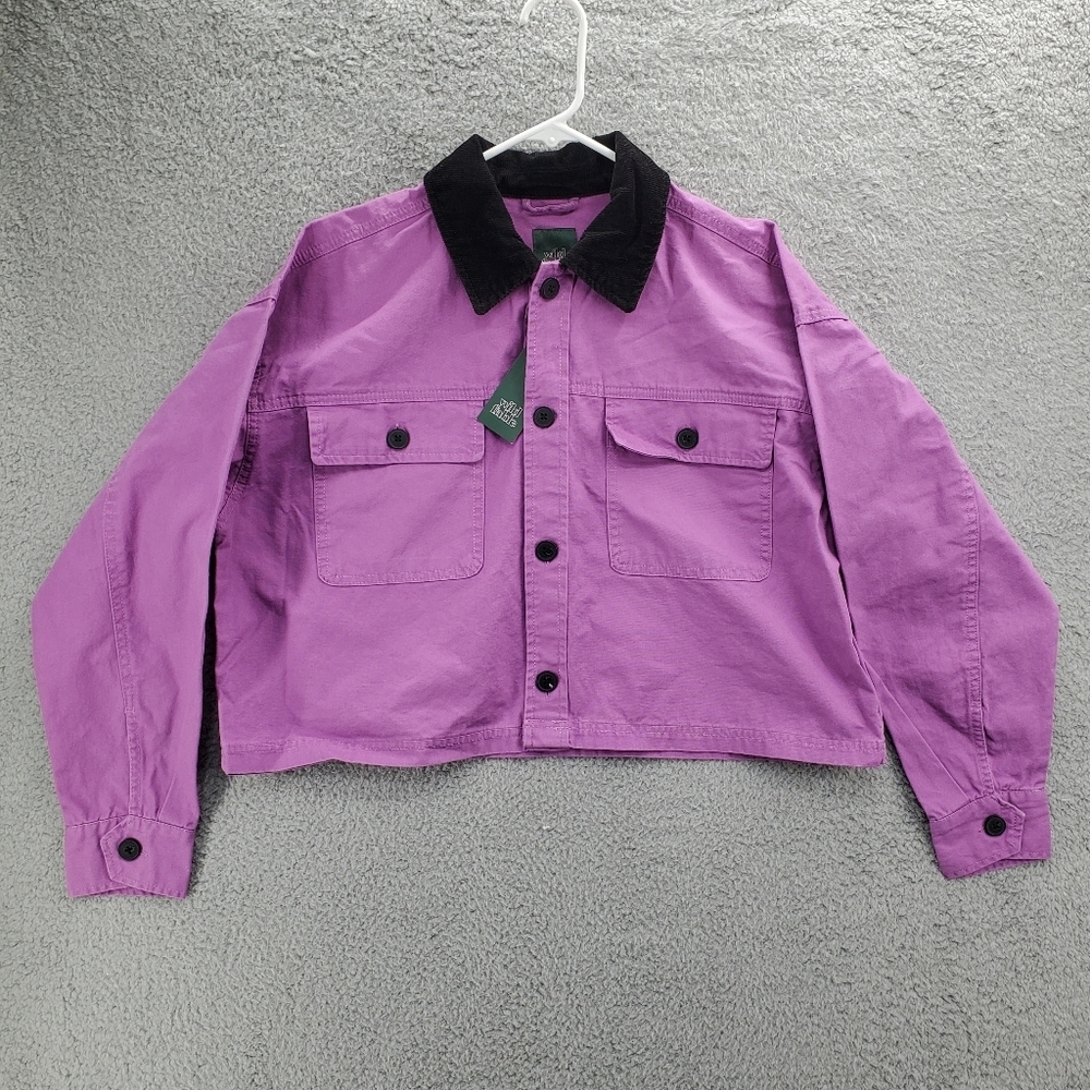 Wild Fable Cropped Canvas Surplus Shacket Women's Vibrant Purple NWT